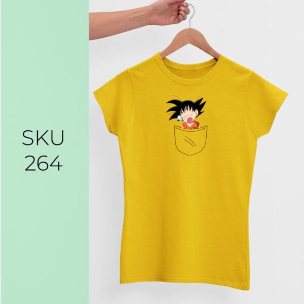 GOKU IN POCKET PRINTED KIDS T SHIRTS - Image 2
