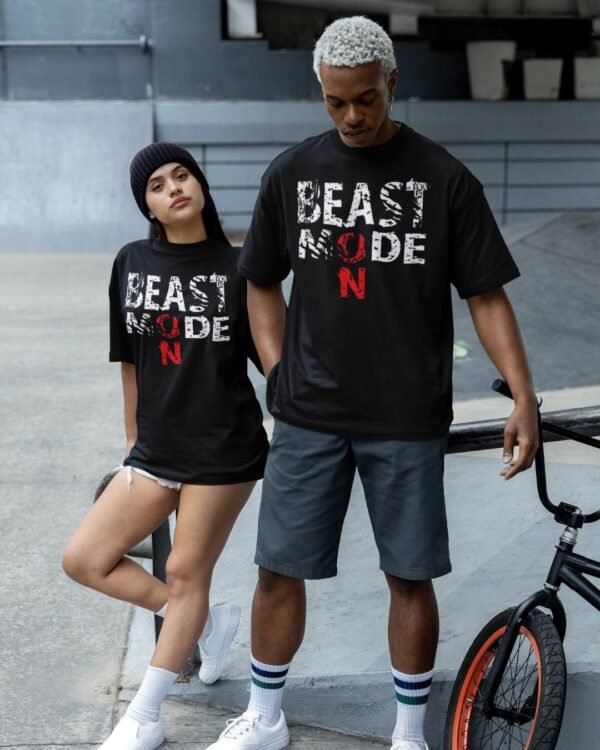 BEAST MODE ON PRINTED GYM T SHIRT (220 GSM) UNISEX - Image 2