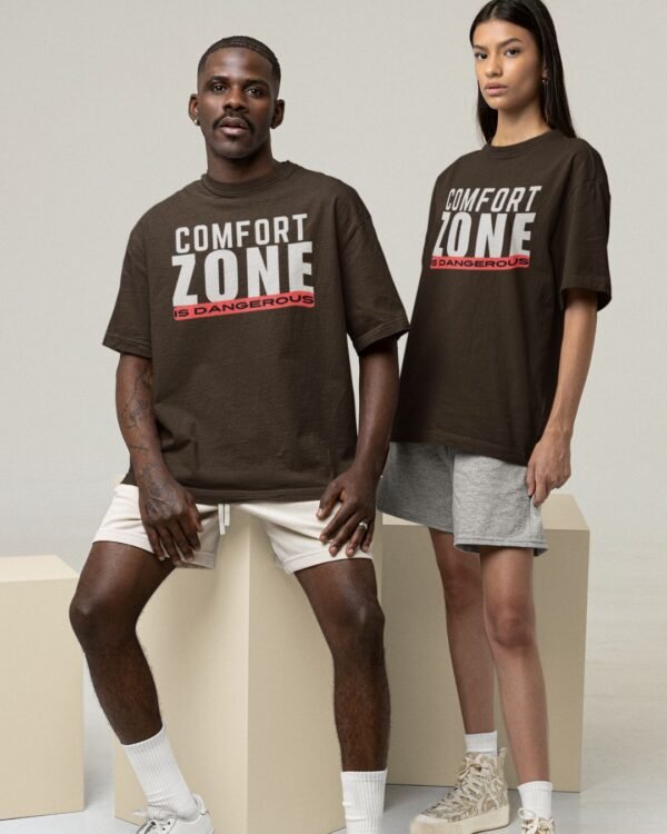 COMFORT ZONE IS DANGEROUS PRINTED GYM T SHIRT (220 GSM) UNISEX - Image 2