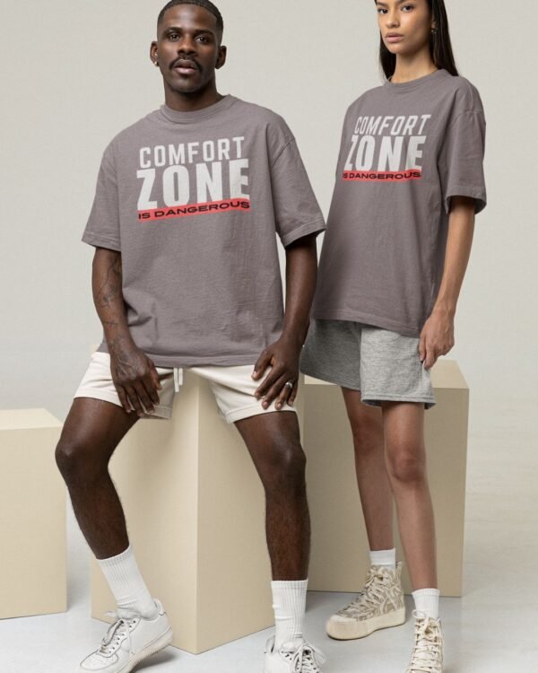 COMFORT ZONE IS DANGEROUS PRINTED GYM T SHIRT (220 GSM) UNISEX - Image 3