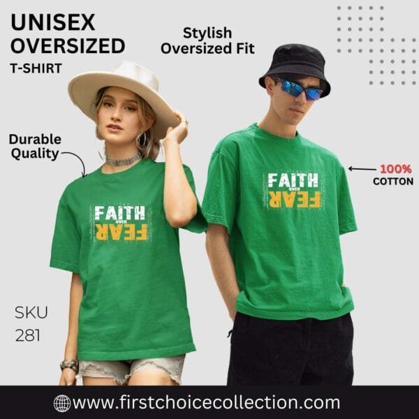 FAITH OVER FEAR PRINTED T SHIRT (240 GSM) UNISEX - Image 6