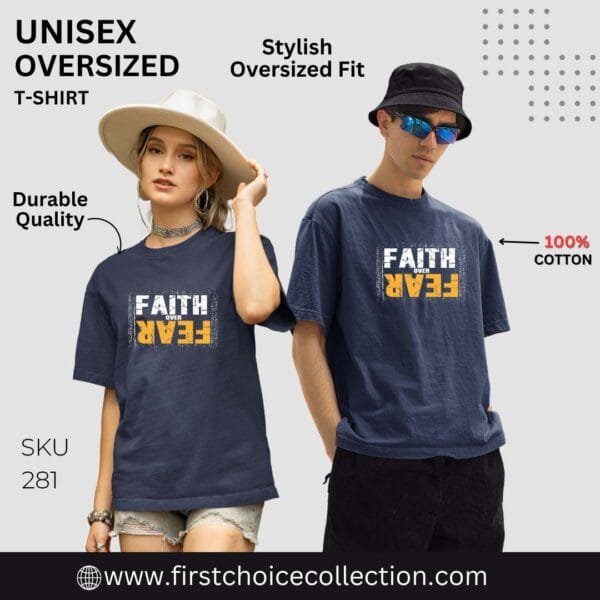 FAITH OVER FEAR PRINTED T SHIRT (240 GSM) UNISEX - Image 5