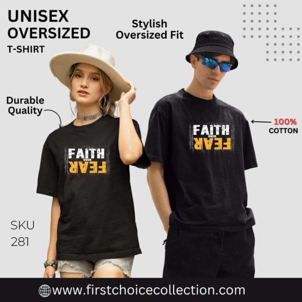 FAITH OVER FEAR PRINTED T SHIRT (220 GSM) UNISEX - Image 4