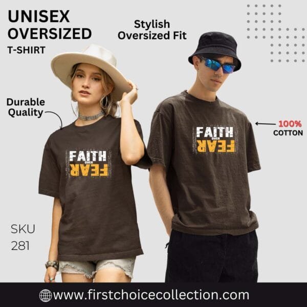 FAITH OVER FEAR PRINTED T SHIRT (220 GSM) UNISEX - Image 3
