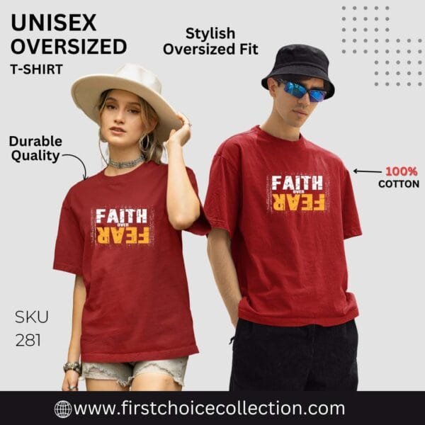 FAITH OVER FEAR PRINTED T SHIRT (220 GSM) UNISEX - Image 2