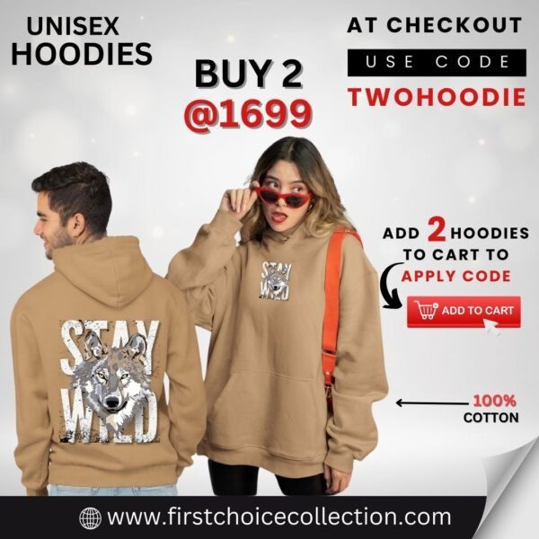 STAY WILD PRINTED HOODIES UNISEX - Image 2
