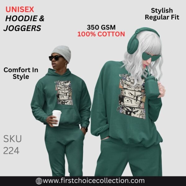 ANIME FACE PRINTED HOODIE WITH JOGGERS UNISEX - Image 4