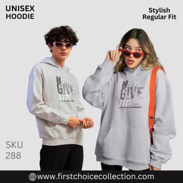 NEVER GIVE UP PRINTED HOODIES UNISEX - Image 6