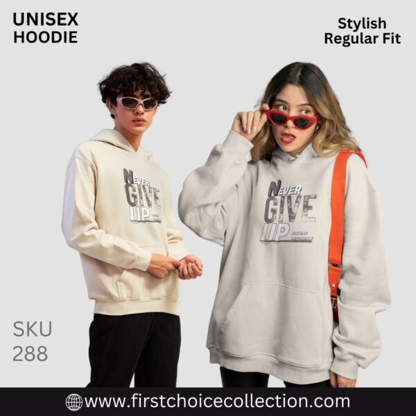 NEVER GIVE UP PRINTED HOODIES UNISEX - Image 4