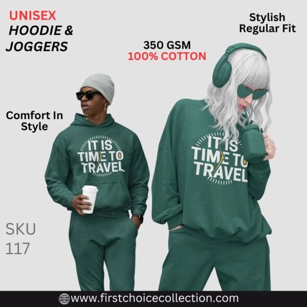 TRAVELING PRINTED HOODIE WITH JOGGERS UNISEX - Image 2