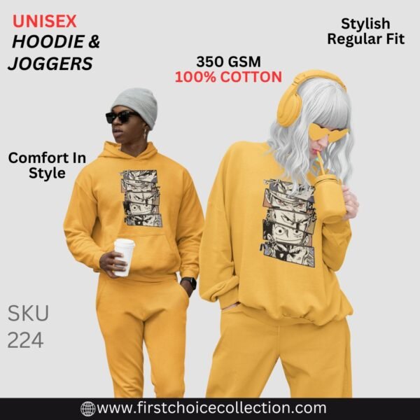 ANIME FACE PRINTED HOODIE WITH JOGGERS UNISEX - Image 2