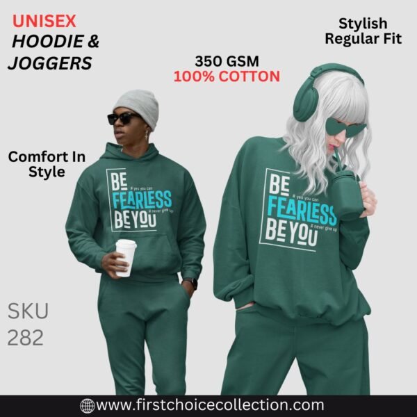 BE FEARLESS BE YOU PRINTED HOODIE WITH JOGGERS UNISEX - Image 2