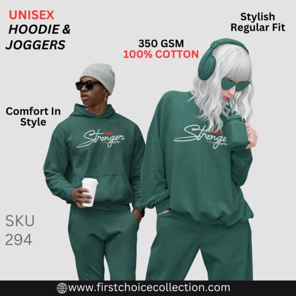 STAY STRONGER PRINTED HOODIE WITH JOGGERS UNISEX - Image 2