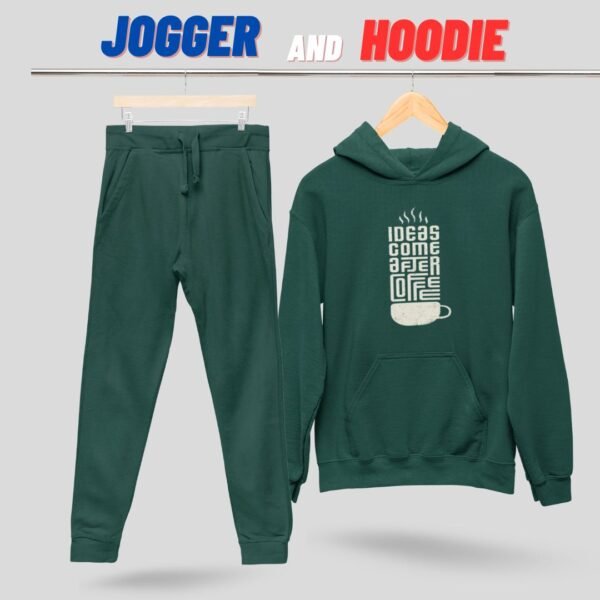 IDEAS COME AFTER COFFEE PRINTED HOODIE WITH JOGGERS UNISEX