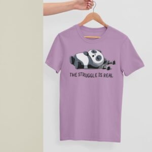 STRUGGLING PANDA PRINTED REGULAR T SHIRT