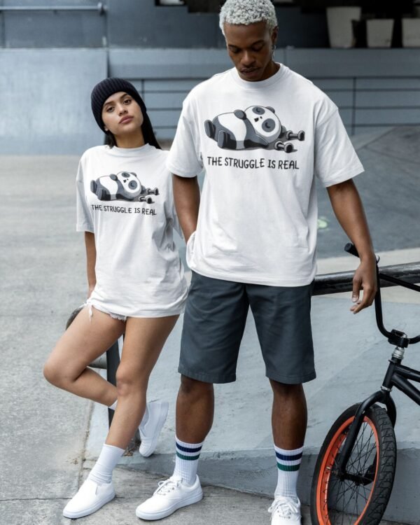 STRUGGLING PANDA OVERSIZE T SHIRT (180GSM) UNISEX - Image 2